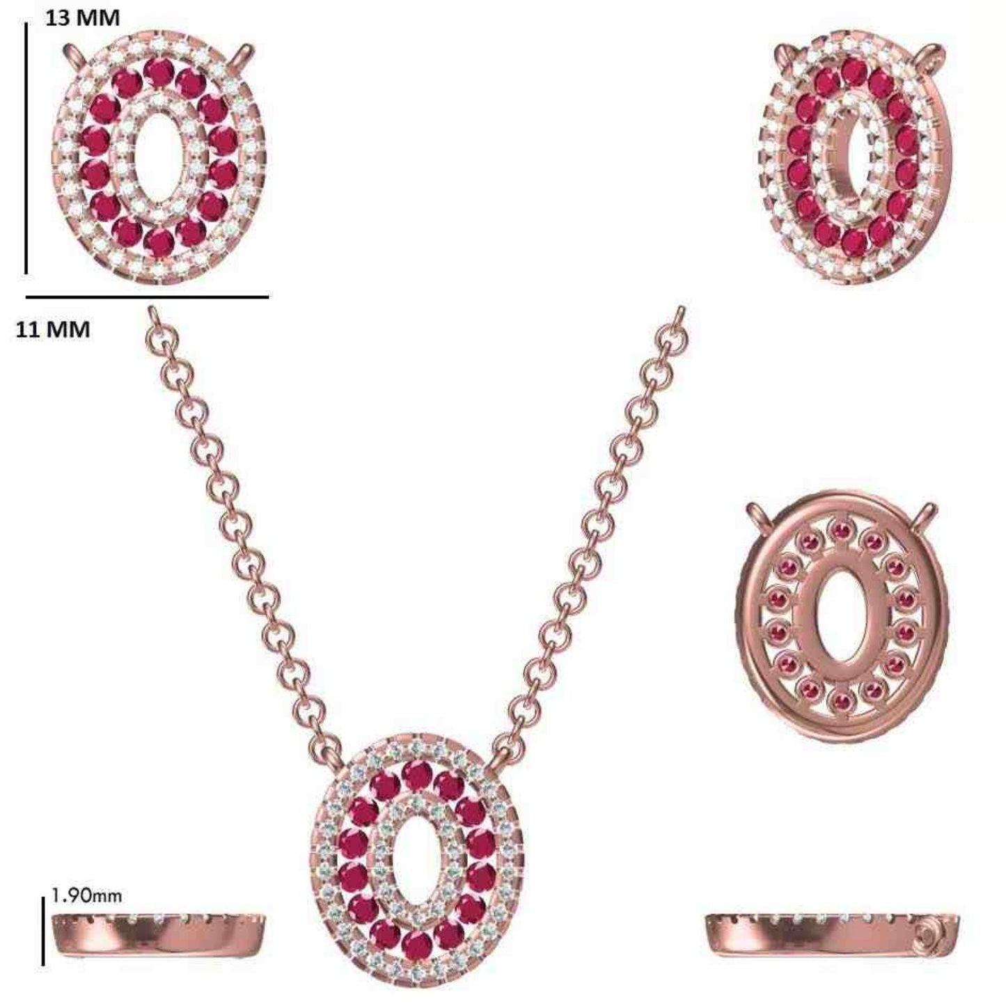 Ruby Halo Pendant Necklace