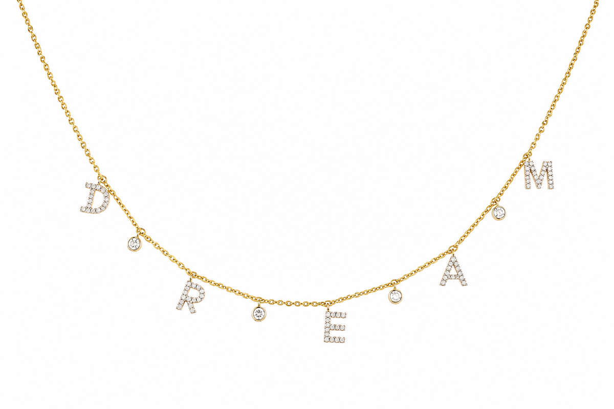 Dangle Dream Letter Diamond Necklace — CNDREAM01