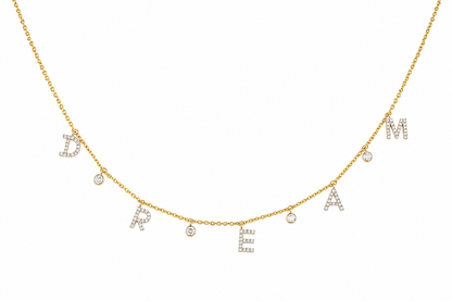 Dangle Dream Letter Diamond Necklace — CNDREAM01