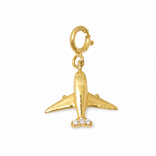 Diamond Airplane Charm Pendant