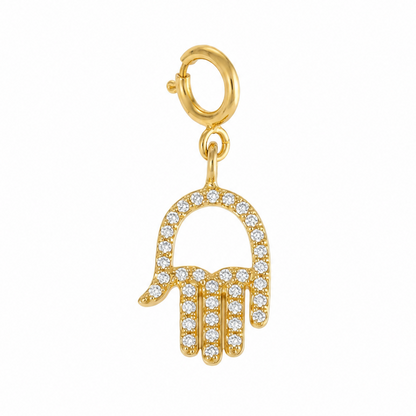 Hamsa Hand Natural Diamond Charm Pendant