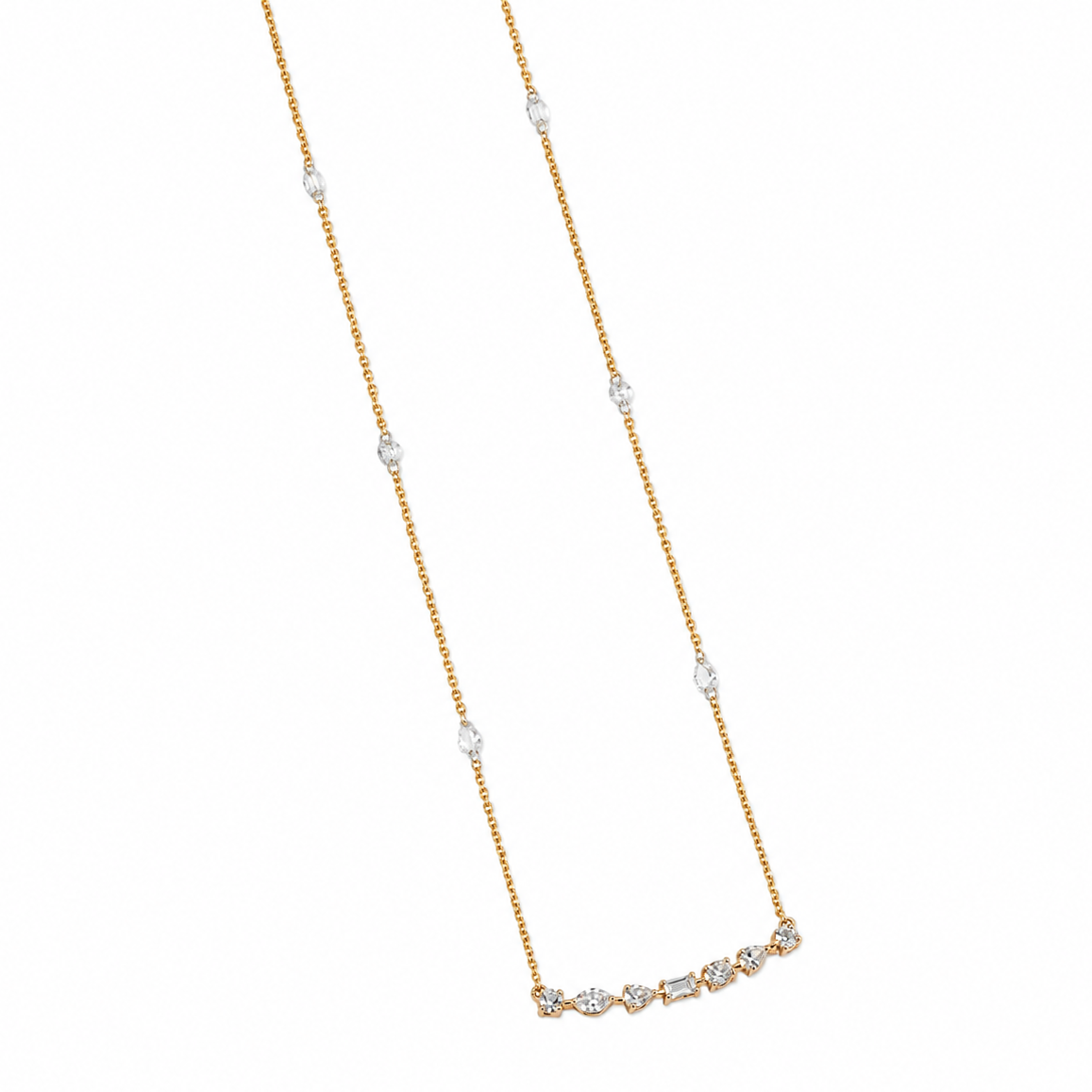 Multi-Shape Fancy Diamond Bar Necklace