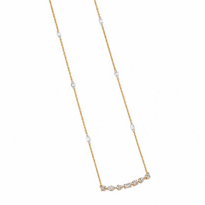 Multi-Shape Fancy Diamond Bar Necklace