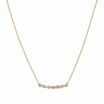 Multi-Shape Fancy Diamond Bar Necklace