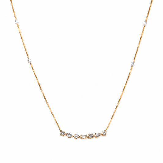 Multi-Shape Fancy Diamond Bar Necklace