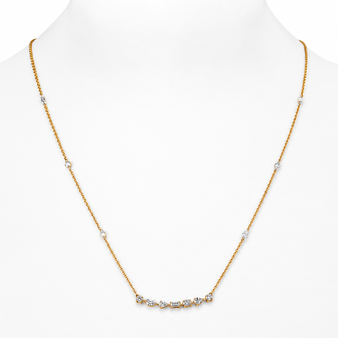 Multi-Shape Fancy Diamond Bar Necklace