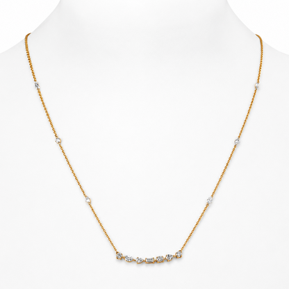 Multi-Shape Fancy Diamond Bar Necklace
