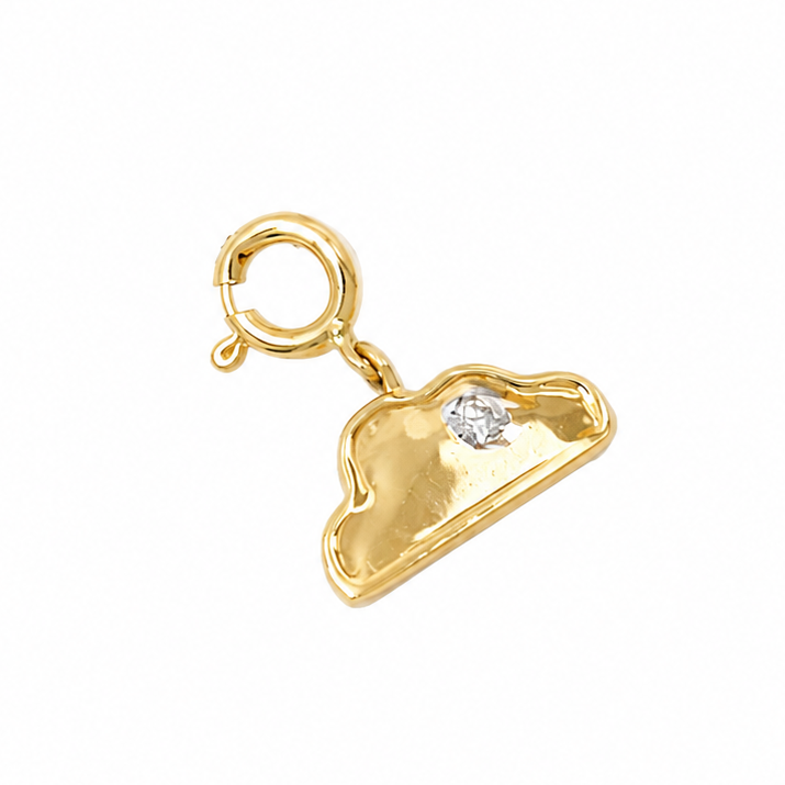 Natural Diamond Cloud Charm Pendant in 14K Solid Gold