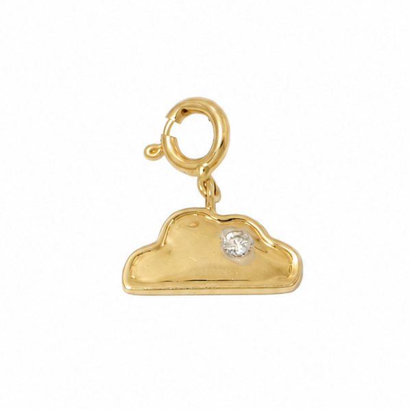Natural Diamond Cloud Charm Pendant in 14K Solid Gold