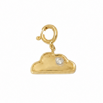 Natural Diamond Cloud Charm Pendant in 14K Solid Gold