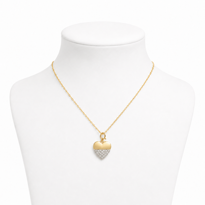 Natural Diamond Heart Charm Pendant in 14K Solid Gold