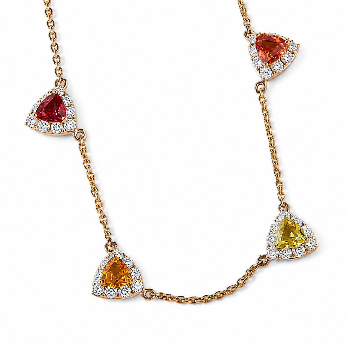 Rainbow Sapphire Diamond Station Necklace