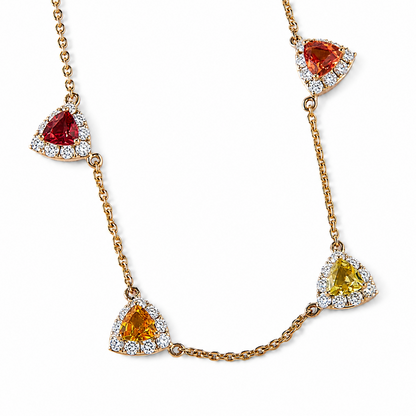 Rainbow Sapphire Diamond Station Necklace