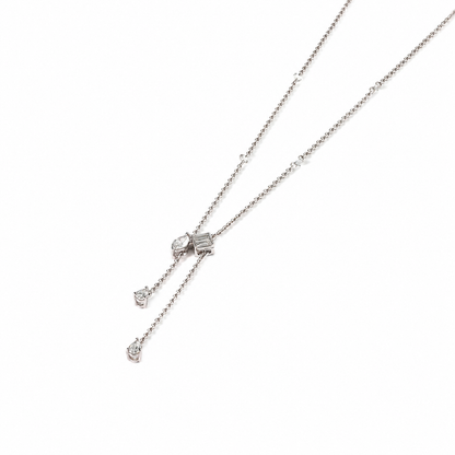 Natural Diamond Asymmetrical Drop Necklace in Solid Gold