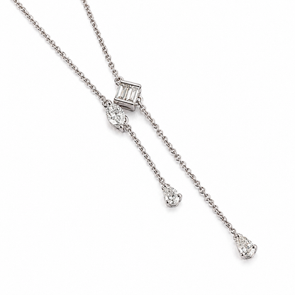 Natural Diamond Asymmetrical Drop Necklace in Solid Gold