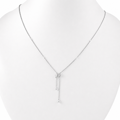 Natural Diamond Asymmetrical Drop Necklace in Solid Gold