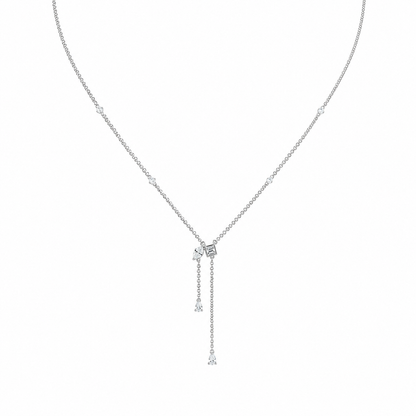 Natural Diamond Asymmetrical Drop Necklace in Solid Gold