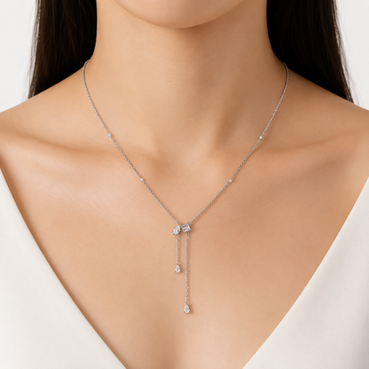 Natural Diamond Asymmetrical Drop Necklace in Solid Gold