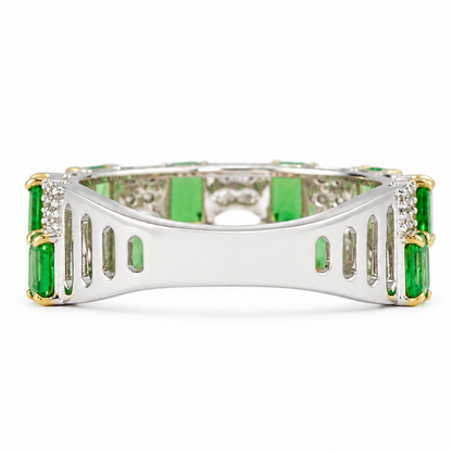 Natural Tsavorite Diamond Checkerboard Cocktail Ring