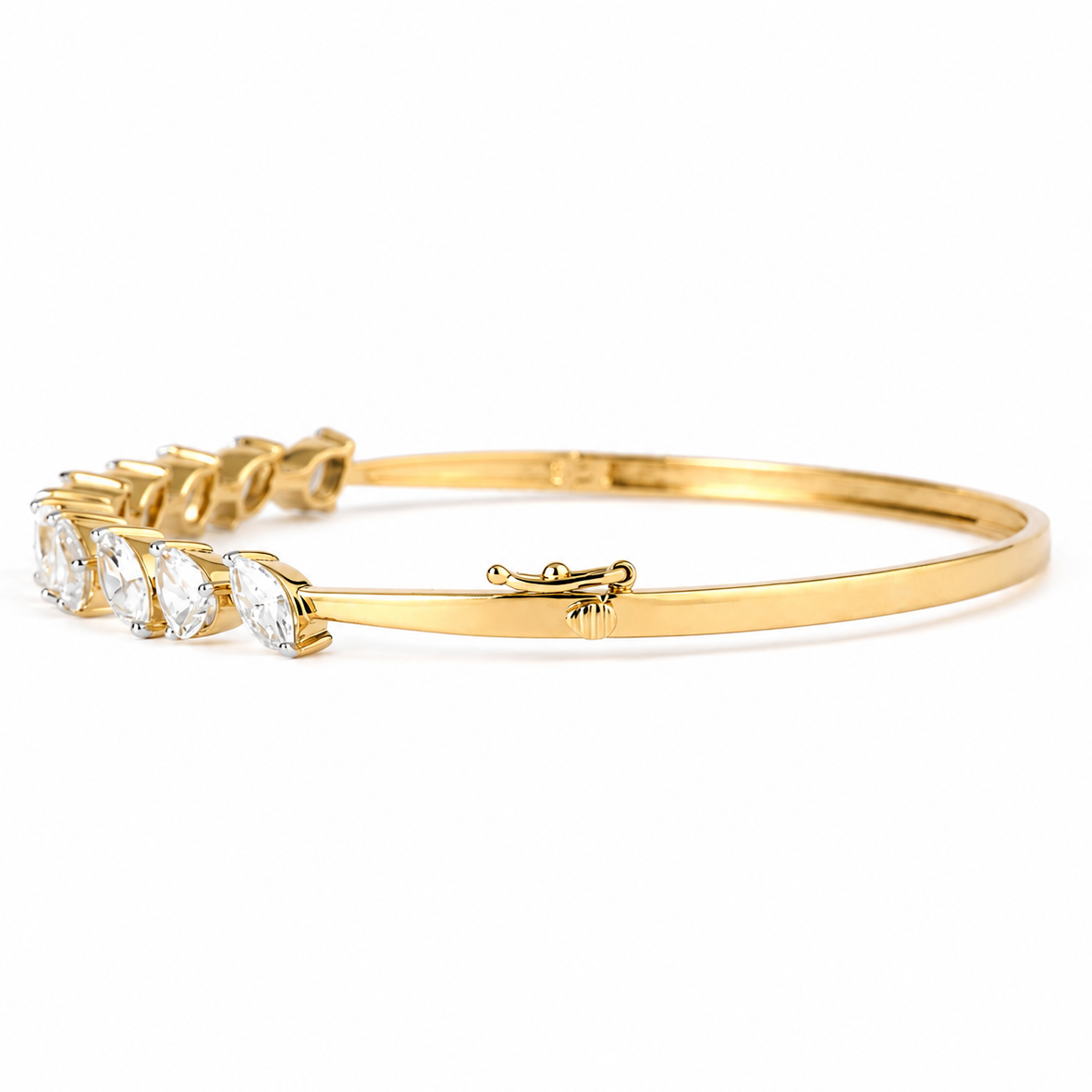 Multi-Shape Natural Diamond Cluster Wave Bracelet in Solid Gold