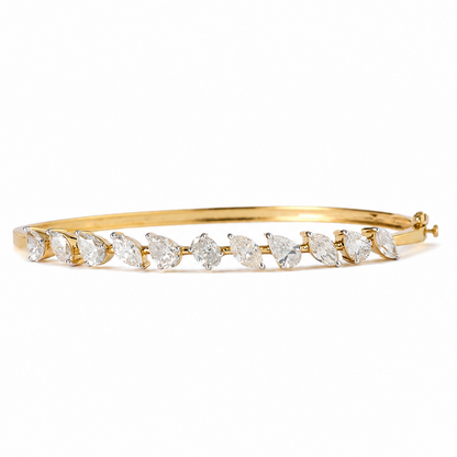 Multi-Shape Natural Diamond Cluster Wave Bracelet in Solid Gold
