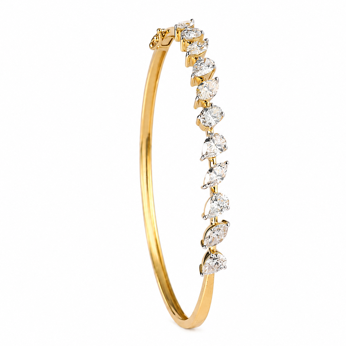 Multi-Shape Natural Diamond Cluster Wave Bracelet in Solid Gold
