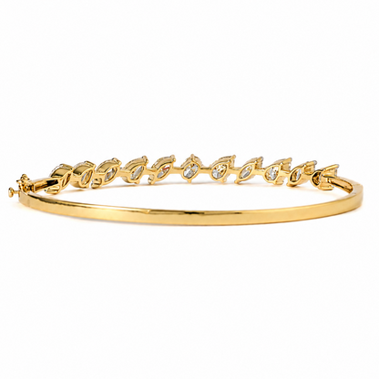 Multi-Shape Natural Diamond Cluster Wave Bracelet in Solid Gold