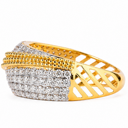 Pave Lattice Natural Diamond Broad Ring