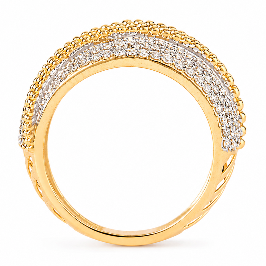 Pave Lattice Natural Diamond Broad Ring