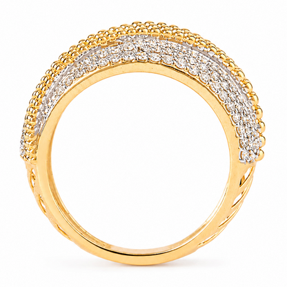 Pave Lattice Natural Diamond Broad Ring