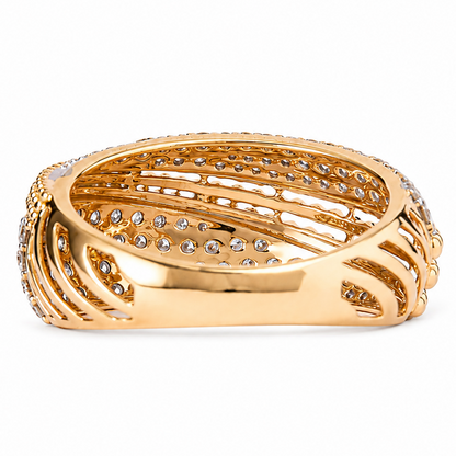 Pave Lattice Natural Diamond Broad Ring