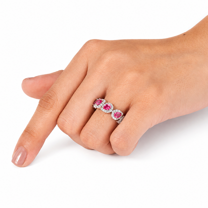 Pear Ruby Half-Eternity Diamond Ring