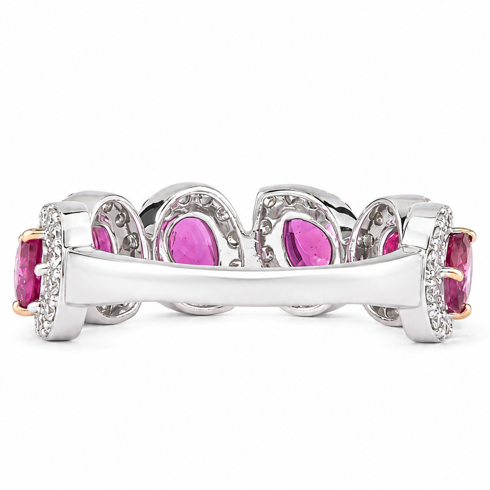 Pear Ruby Half-Eternity Diamond Ring