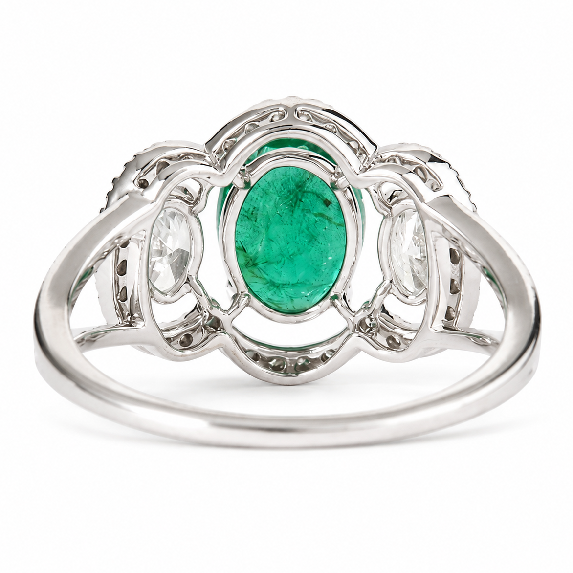 Oval Zambian Emerald Diamond Halo Ring