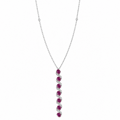 Vertical Ruby Natural Diamond Necklace