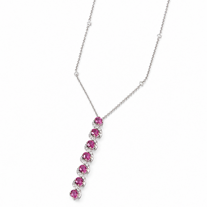 Vertical Ruby Natural Diamond Necklace