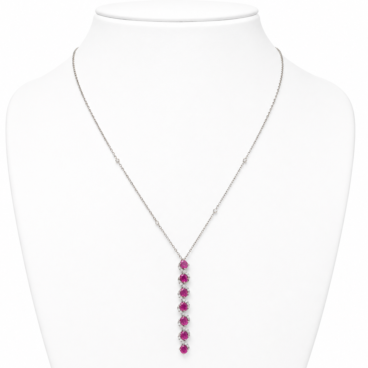 Vertical Ruby Natural Diamond Necklace