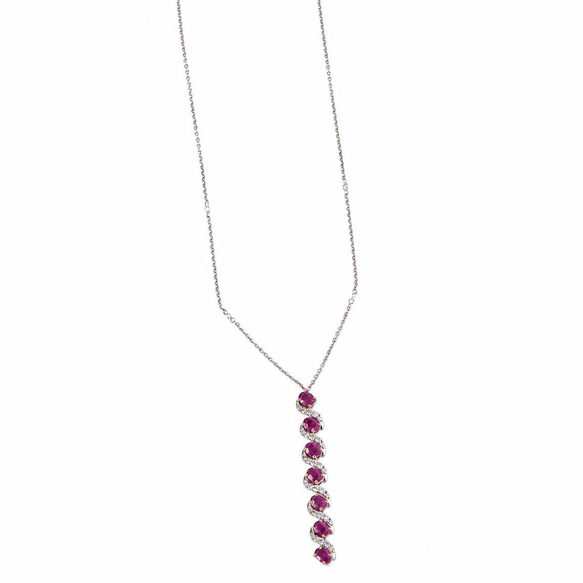 Vertical Ruby Natural Diamond Necklace