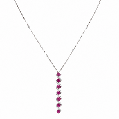 Vertical Ruby Natural Diamond Necklace