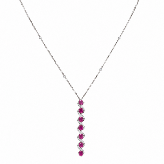 Vertical Ruby Natural Diamond Necklace