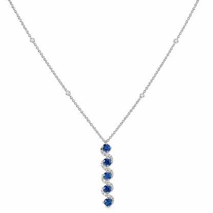 Natural Vertical Sapphire Diamond Necklace