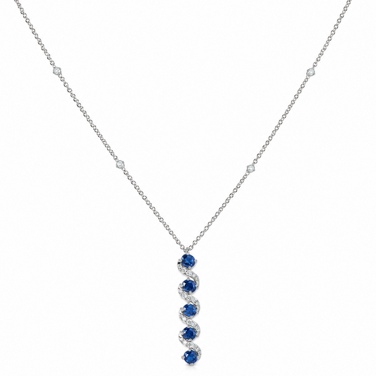 Natural Vertical Sapphire Diamond Necklace