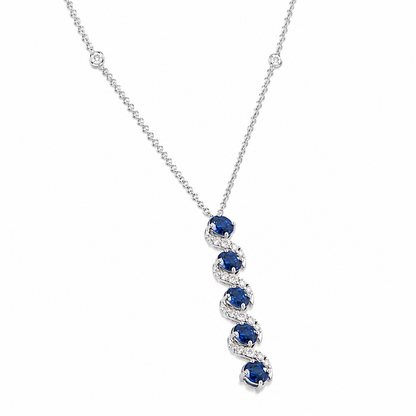 Natural Vertical Sapphire Diamond Necklace