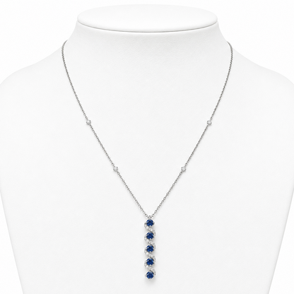 Natural Vertical Sapphire Diamond Necklace