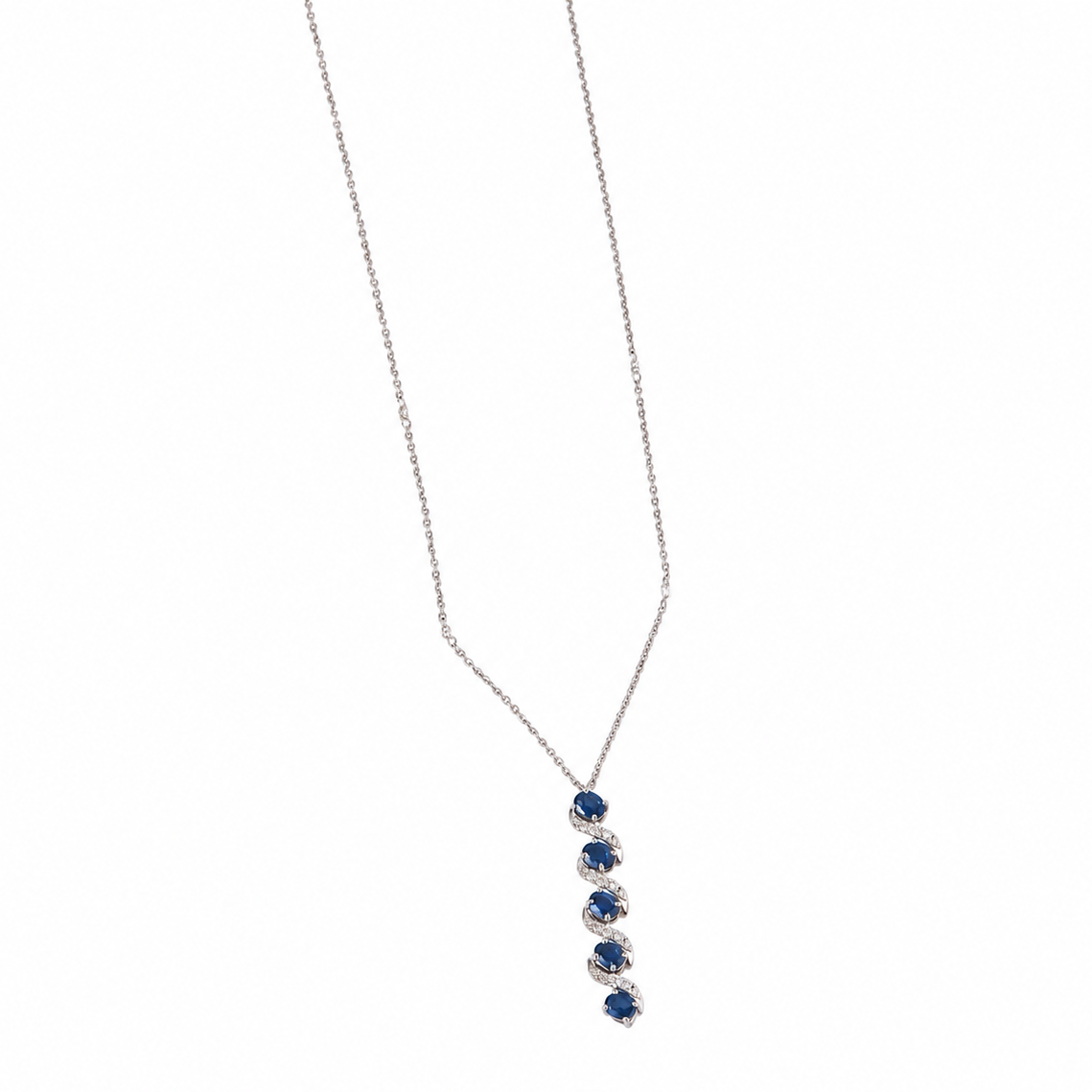 Natural Vertical Sapphire Diamond Necklace
