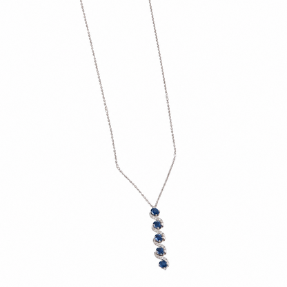 Natural Vertical Sapphire Diamond Necklace