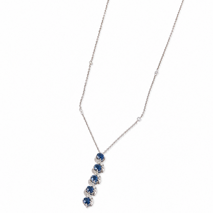 Natural Vertical Sapphire Diamond Necklace