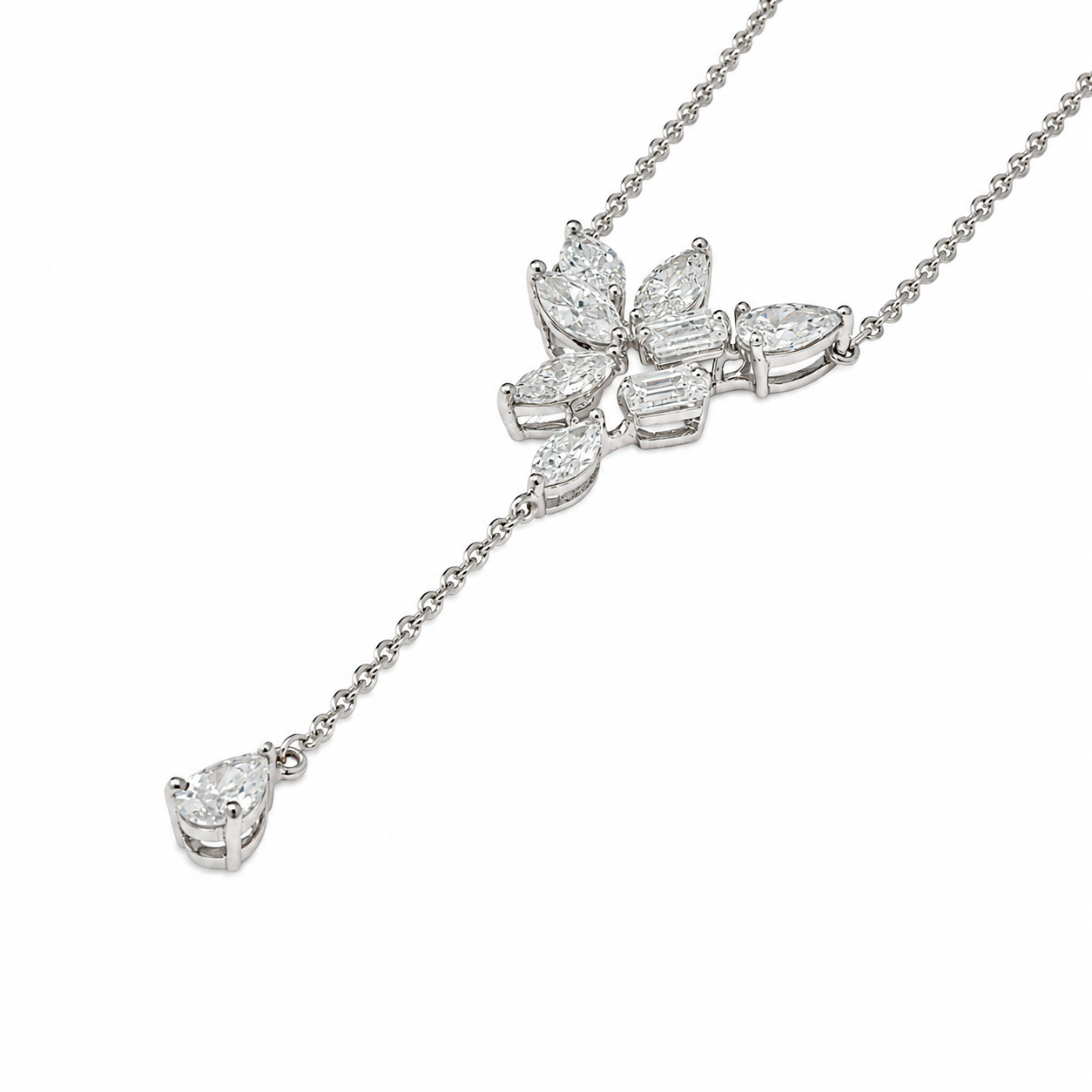 Fancy-Cut Natural Diamond Y Necklace