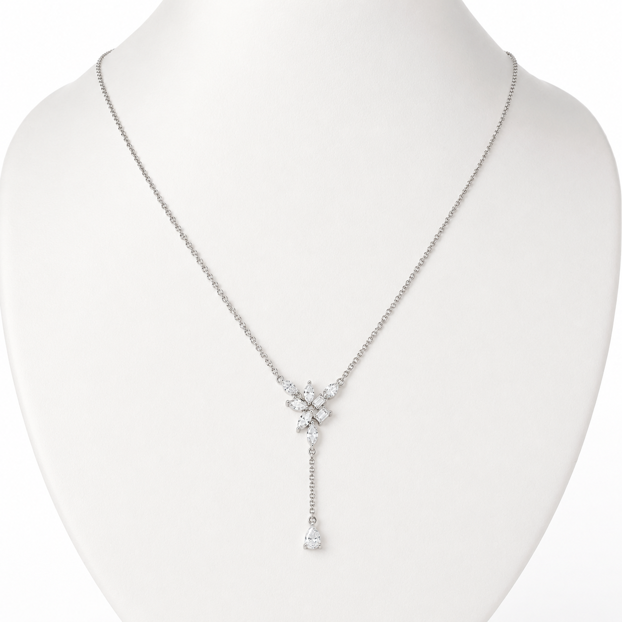 Fancy-Cut Natural Diamond Y Necklace