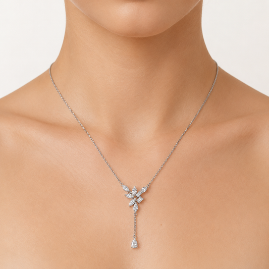 Fancy-Cut Natural Diamond Y Necklace